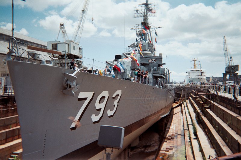 USS Cassin Young In Dry Dock