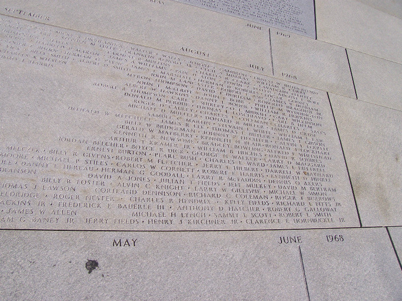 Those Killed In May And June 1968 Are Honored As The Shadow Retreats Whereas Those Killed In July And August 1968 Are Honored As The Shadow Advances
