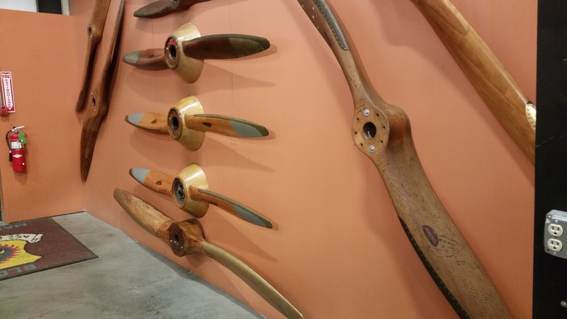 Numerous Vintage Wooden Propellers Are On Display