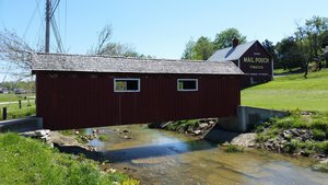 Where Else But Kentucky, And Perhaps North Carolina, Can You Find A Barn (Behind The Covered Bridge) Hawking “Chew Mail Pouch Tobacco – Treat Yourself To The Best?”