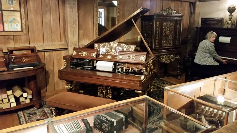 Most Of The Collection Is Mechanical Instruments Ala The Player Piano The Docent Is Demonstrating – The Visitors Were Given An Opportunity As Well