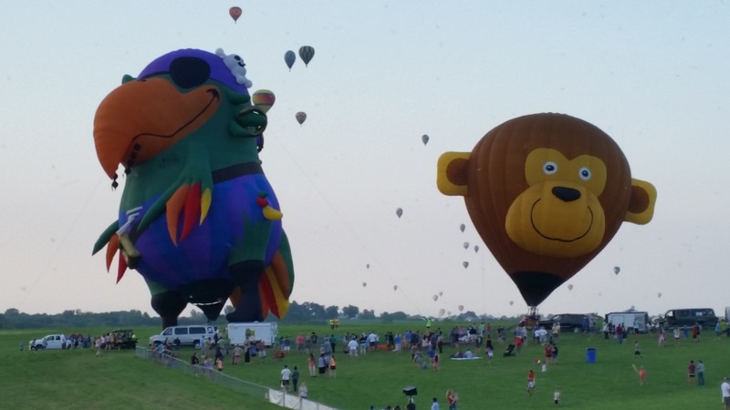 ‘Peg Leg Pete’ (L) From Mahomet IL And ‘Gordo’ From Columbia MO Were Two Of Three Special Shapes Balloons In Attendance – None Of The Special Shapes Balloons Launched