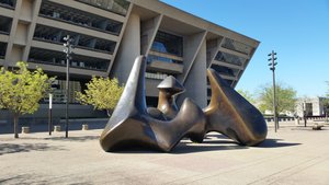 Here’s Some Art From City Hall Plaza – The Day I Couldn’t Find Pioneer Plaza – It Looks Like A Couple Of Space-Age Jacks, But Where’s The Ball?
