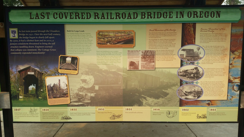 Numerous Informational Placards Highlight the Logging Trains, Lumbering, Cottage Grove and, What Else, the Bridge