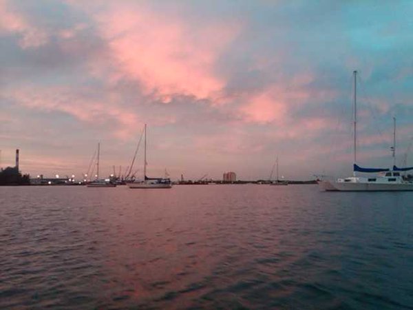 Pink over Riviera Beach Harbour