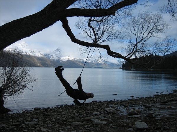 Lakeside rope swing