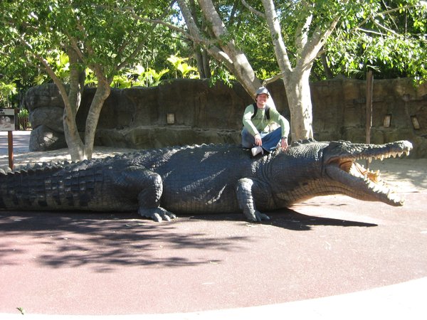 Australia Zoo Sitting on a Crocodile