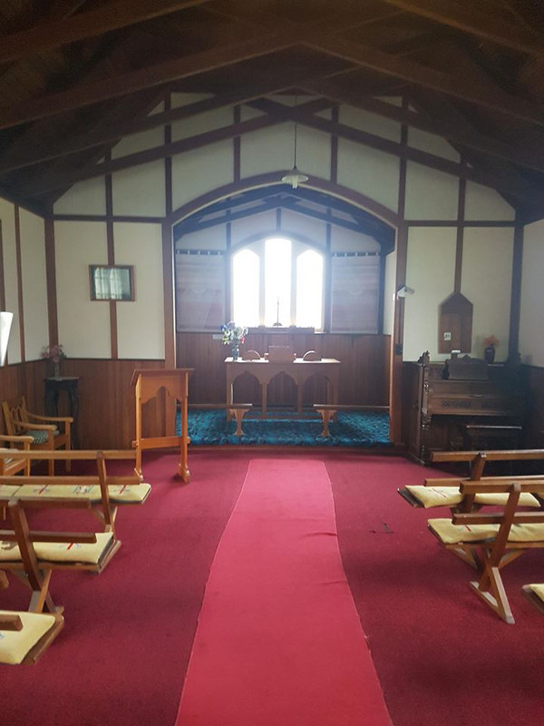 Inside a more modern church on the site