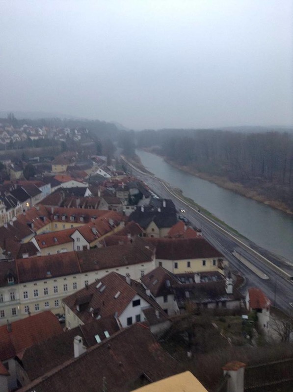 View of village and Danube from balcony