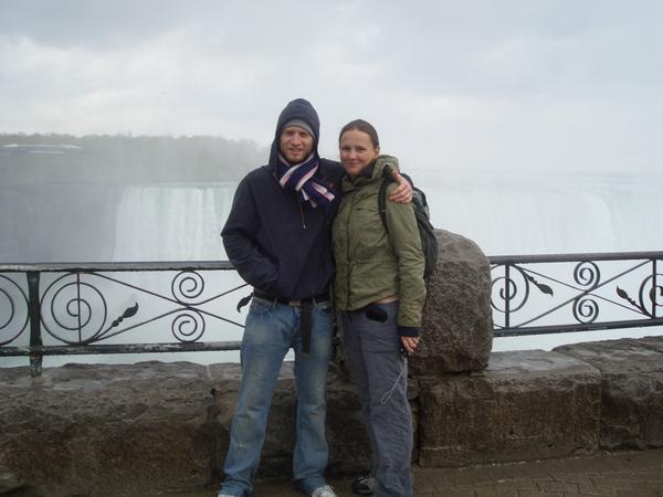 Posing in front of Niagara