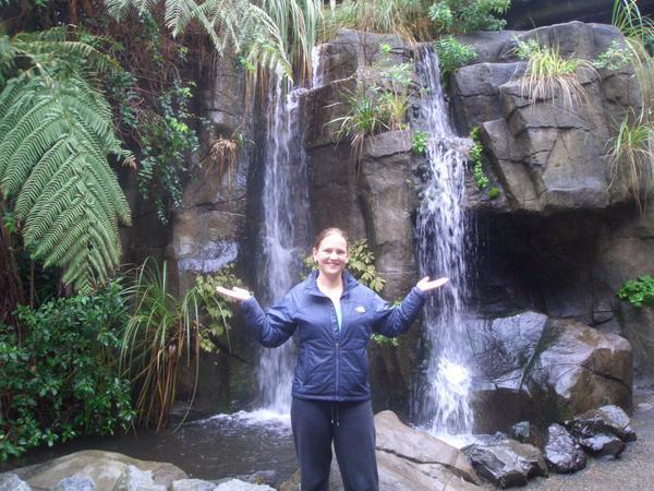 Fran with a waterfall