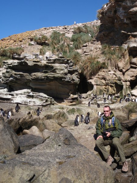 Chuck at the Rockhopper colony on the Nect