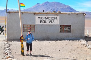 Posing at the Bolivian border