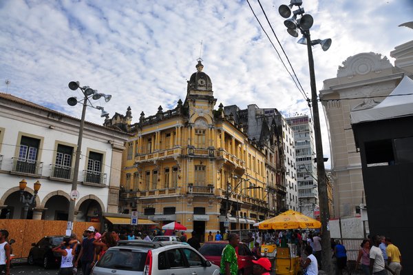 Colourful buildings in Salvador (notice the plywood barricades in preparation for Carnaval)
