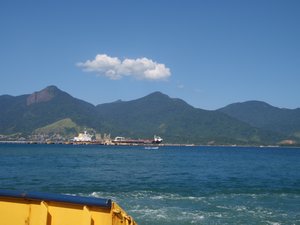 Taking the ferry to Ilhabella