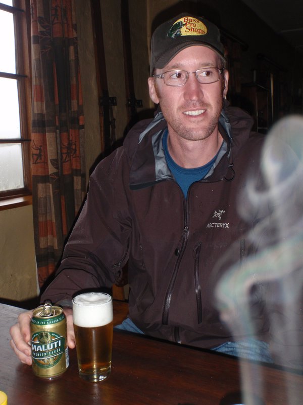 Chuck having a beer at Sani Top Pub