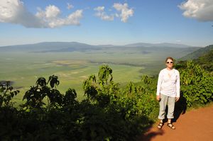 Posing at the rim of Ngorongoro Crater