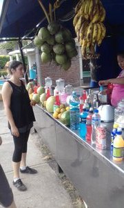 Maya choosing her juice