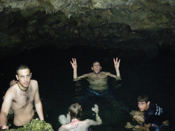 In the water caves!