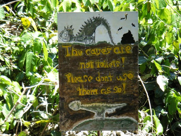 Sign at water caves