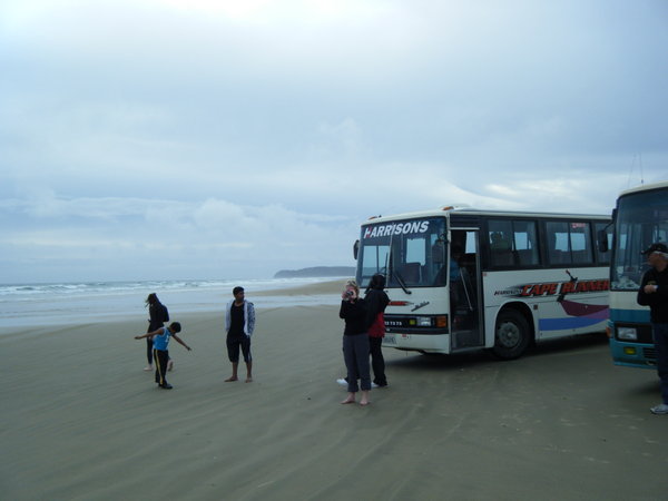 Yes we are really on the beach in a bus