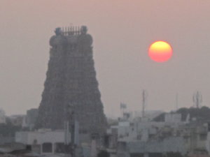 sunrise over sri meenakshi temple