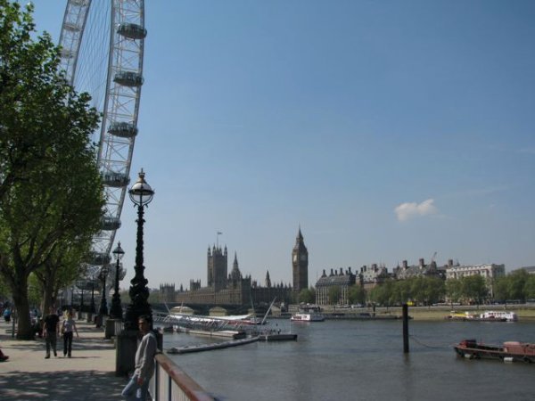 View of London Eye, Big Ben and Houses of Parliament