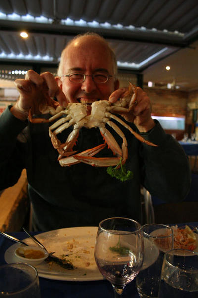 Dad with a crab