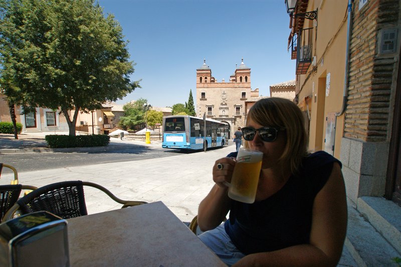 Klaire and her icy beer in Toledo