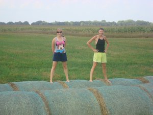 112. Cary and me on hay