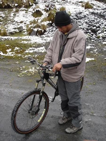 Our guide fixing the bikes