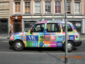 Even the Edinburgh cabs are colorful