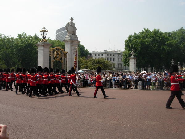Right behind the band marches the Guards