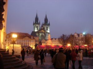 As Night Falls over Downtown Prague