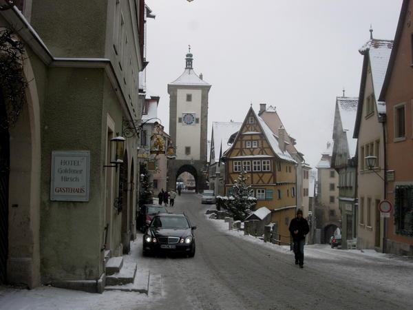 Close up view of Rothenburg's most famous tower, the Plonlein.