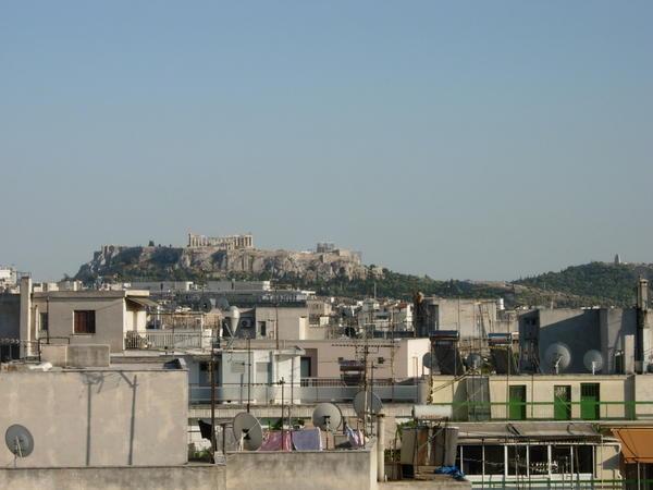 View of the Acropolis from the pool deck of the Hotel Oscar
