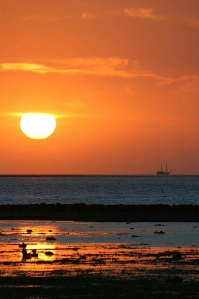 Sunset with ship, Gili Meno from Gili Air