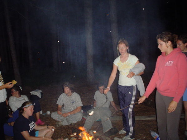 Roasting Marshmellows around the campfire on the Island
