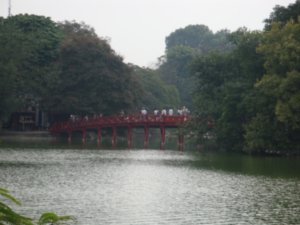 Bridge, Hoan Kiem lake in Hanoi