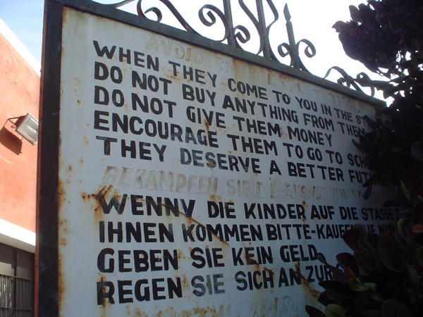 Sign saying don´t give the children money