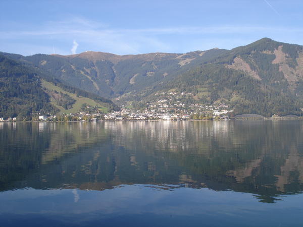 A view across  the lake to Zell am See.