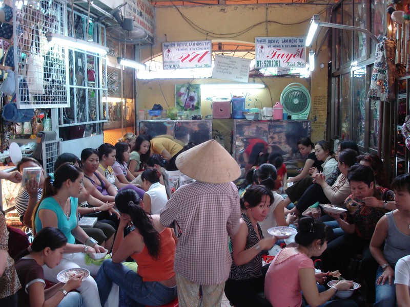 A nail salon in the markets of Saigon