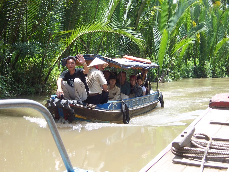 Traveling by boat through the Mekong Delta