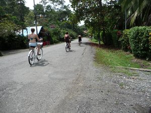 Bike riding the road from Puerto Viejo to Punta Uva