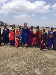 Joining the Maasai welcome circle. 