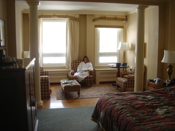 Katharine in our jr suite over looking Lake Louise