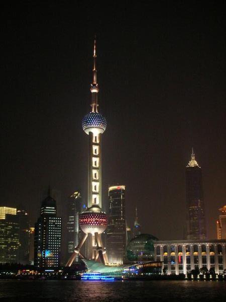 The Oriental Pearl Tower by night