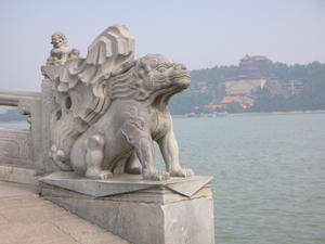 Statue, 17-Arch Bridge, Summer Palace
