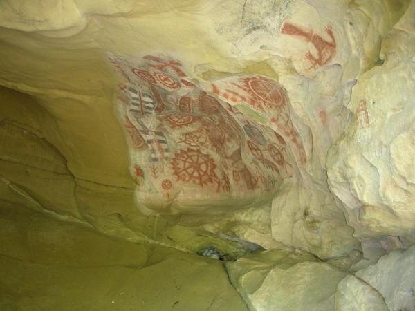 Cave art painted by the Chumash tribe