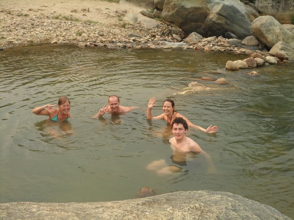 a refreshing dip in a mountain spring